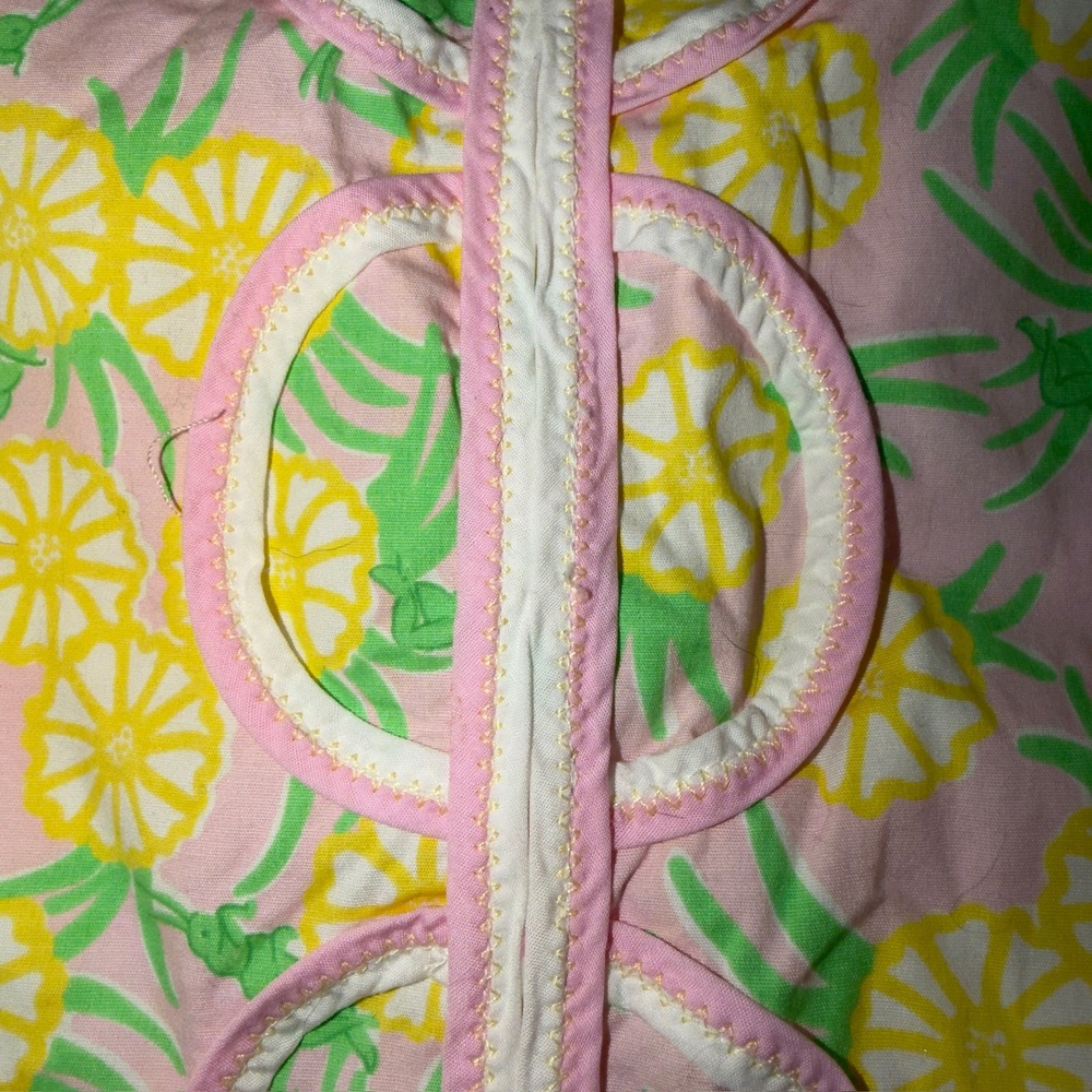 Lilly Pulitzer Pink Yellow Citrus Grasshopper Print Shift Dress Size 10 - Picture 6 of 8